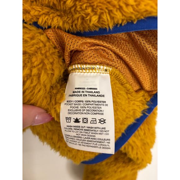 Nike Sherpa Fleece Half-Zip Womens Medium Mustard Gold Cropped Blue Trim - Picture 4 of 5